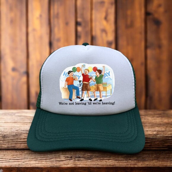 The Yard Dogs Mens Trucker Hat Green We Ain't Leaving Til We're Heaving Rock Cap - Picture 1 of 4